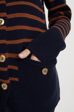 Moda Tutkusu Erkek Yaka Düğmeli Triko Ceket