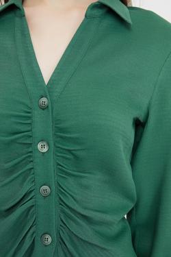 Gömlek Yaka Düğmeli Arkası Düğümlü Bluz